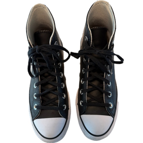 Converse Chuck Taylor All Star Lift Platform Leather High Top Women’s 6.5 Black - Picture 4 of 14